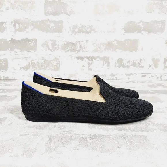 NEW Rothy's The Flat Black Knit Round Toe Slip On Loafers C865